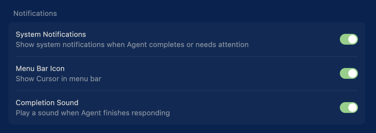 Agent Notifications Settings